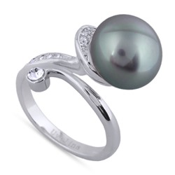 Кольцо (Майорка 12мм серо-голубая; покрытие родий)