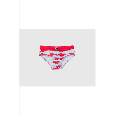 United Colors of BenettonErkek Çocuk Vizon Kamuflaj Desenli Beli Lastikli Slip Mayo Kırmızı Mix