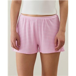 Short de punto en canalé rosa