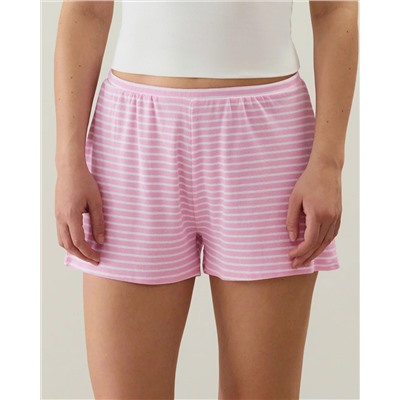 Short de punto en canalé rosa