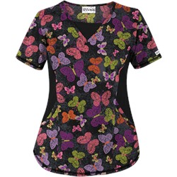 UA Blissful Butterflies Black Print Scrub Top