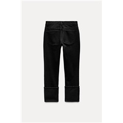 HIGH-WAIST TRF STOVE PIPE FOLDED JEANS