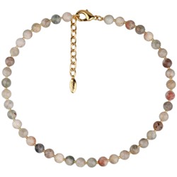 Колье Селена (опал 8мм бежевый; покрытие золото) 40-45см, Есть комплект