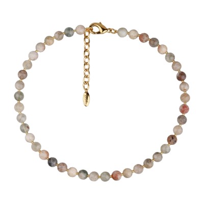 Колье Селена (опал 8мм бежевый; покрытие золото) 40-45см, Есть комплект
