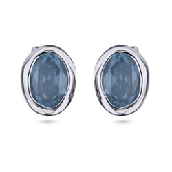 Пусеты Грация (кристаллы SW 14х10 байкальский лед; покрытие родий), Есть комплект