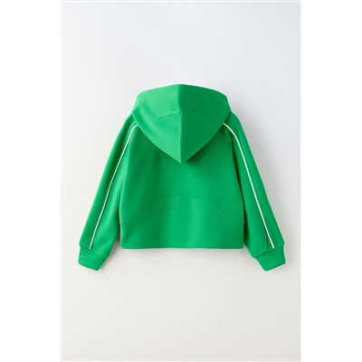 CROPPED HOODED JACKET WITH CONTRAST TRIM