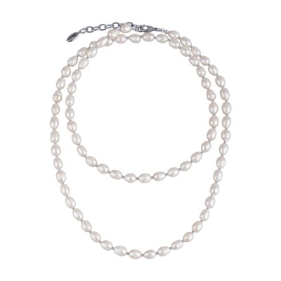 Колье (жемчуг белый 6мм; покрытие родий) 92-97см, Есть комплект