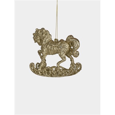 Игрушка елочная, 11 см, пластик, шампань, Лошадь, New year