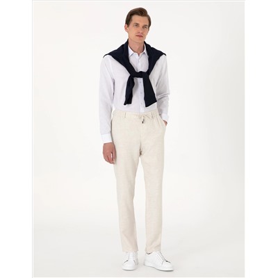 Lacivert Slim Fit Çizgili Uzun Kollu Gömlek