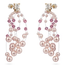 Серьги Грозди (Майорка розовая 3-7мм, SW розовые; покрытие золото), Есть комплект