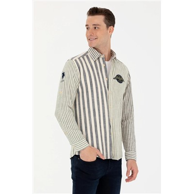 Erkek Çizgili Lacivert Gömlek