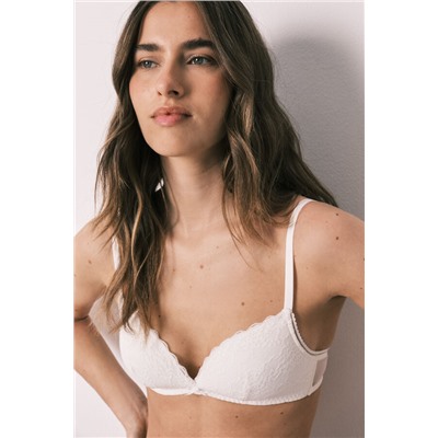 Sujetador triangular relleno encaje blanco CHARMING