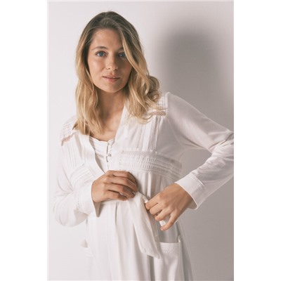 Bata midi "maternity" algodón blanco