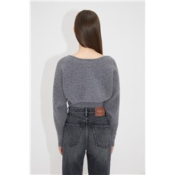 Jersey efecto doble prenda de lana y pelo de yak - Gris jaspeado