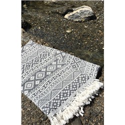 Denizli Concept Siyah Kilim Peştamal - %100 Pamuk Çift Yüz Jakarlı Plaj Havlusu