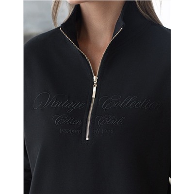 Джемпер с воротом на молнии из футера двухнитки с эластаном