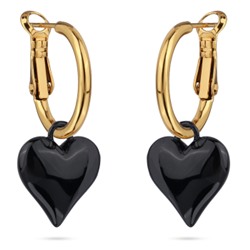 Серьги Сердцебиение (1, 6см, эмаль черная; покрытие золото), Есть комплект
