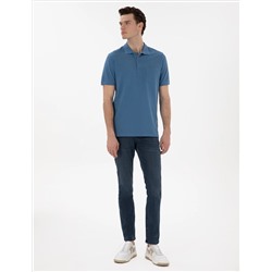 Koyu Mavi Regular Fit %100 Pamuk Polo Yaka Basic Tişört