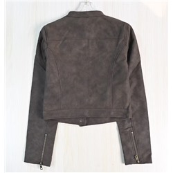 Короткая кожаная куртка-жакет