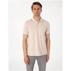 Bej Slim Fit Polo Yaka Tişört