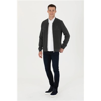 Erkek Antrasit Melanj Triko Hırka