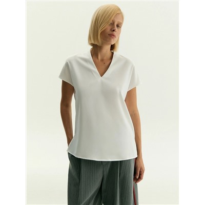 Блузка с V-образным вырезом, B2781/snowdrop