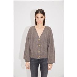 Cárdigan de lana y mohair Topo