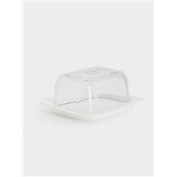 Масленка, 14 см, стекло/пластик, прямоугольная, белая, Basic