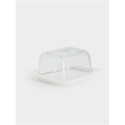 Масленка, 14 см, стекло/пластик, прямоугольная, белая, Basic