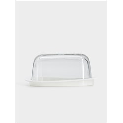 Масленка, 14 см, стекло/пластик, прямоугольная, белая, Basic