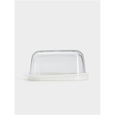 Масленка, 14 см, стекло/пластик, прямоугольная, белая, Basic