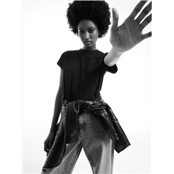 Kimono-T-Shirt mit Stehkragen