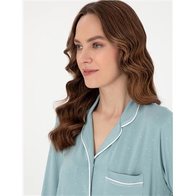 Su Yeşili Gömlek Pijama Takımı