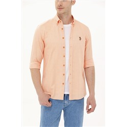 Erkek Turuncu Uzun Kollu Basic Gömlek