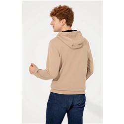 Erkek Camel Kapüşonlu Sweatshirt