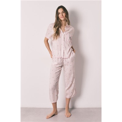 Pijama camisero largo rayas Keroppi