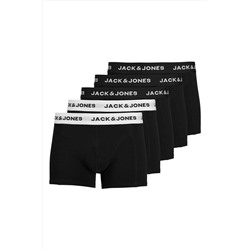 Jack & Jones Erkek Logolu Beli Lastikli 5'li Boxer Paketi - Solid