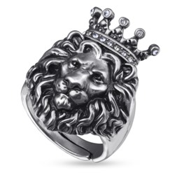 Кольцо Король лев (кристаллы белые; покрытие античное серебро), Есть комплект