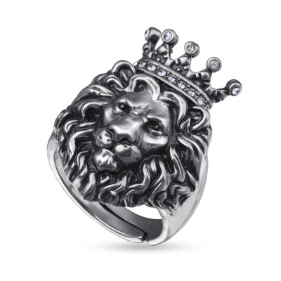 Кольцо Король лев (кристаллы белые; покрытие античное серебро), Есть комплект