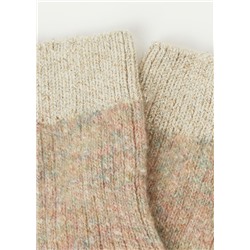 Kurze Socken in Rippstrick mit Wolle und Glitzergarn