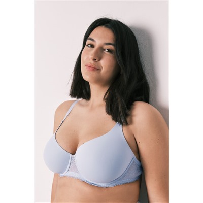 Sujetador clásico microfibra y encaje azul BEAUTIFUL