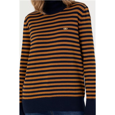 Kadın Lacivert Balıkçı Yaka Kazak