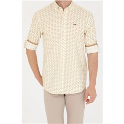 Erkek Açık Sarı Uzun Kollu Gömlek