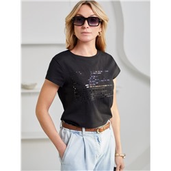 Нарядная футболка с принтом пайетками