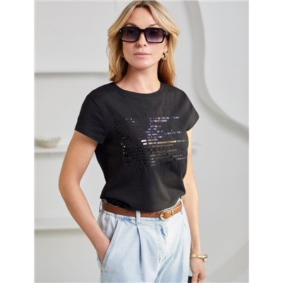 Нарядная футболка с принтом пайетками