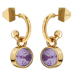 Серьги Теннис (кристаллы SW пурпурные 8мм; покрытие золото), Есть комплект