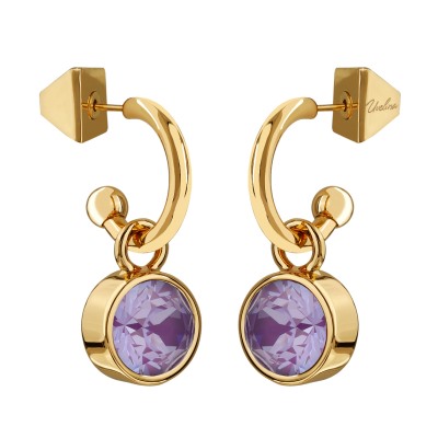 Серьги Теннис (кристаллы SW пурпурные 8мм; покрытие золото), Есть комплект