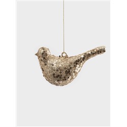 Игрушка елочная, 6х11 см, стекло, шампань, Птица, New year