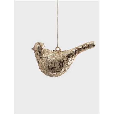 Игрушка елочная, 6х11 см, стекло, шампань, Птица, New year