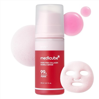 medicube PDRN Pink Collagen Bubble Serum | Bubble-to-Glow Firming Serum with 99% Purity PDRN & Low-Molecular Collagen | Lightweight, Fast-Absorbing Bubble Texture for Radiant, Plump Skin | 3.21 fl.oz